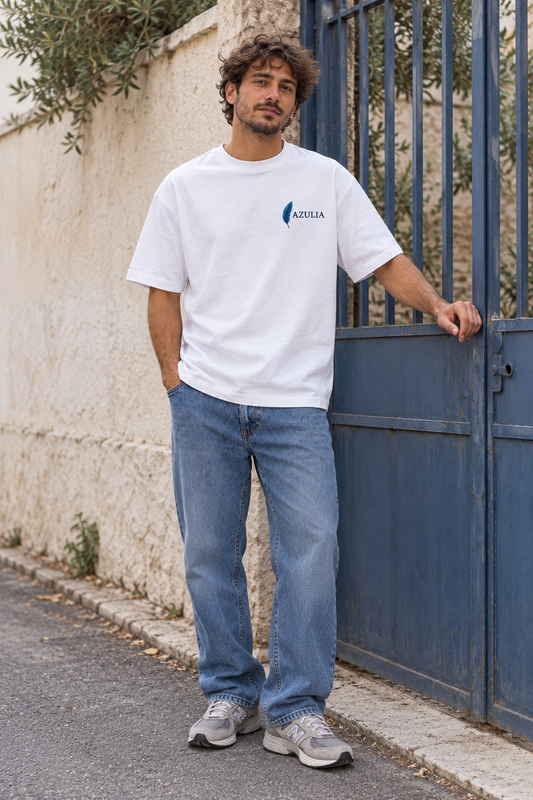 Modalità aereo — T-shirt oversize 200 — fronte, foto indossata a corpo intero